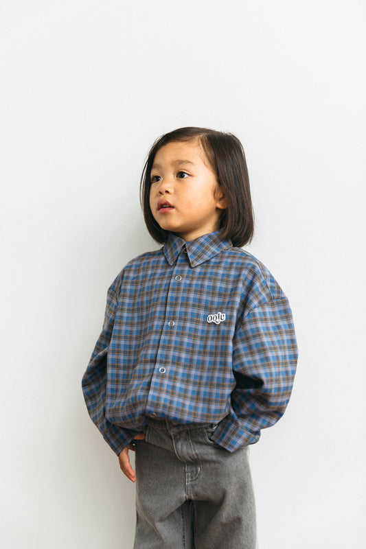 check patterned shirt_navy