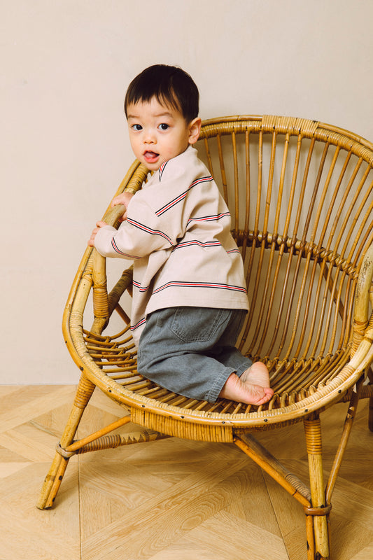 pencil border long T-shirts beige
