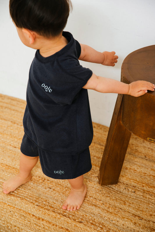 pile shorts navy