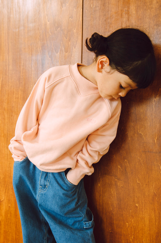 curved rib sweat shirts_peach
