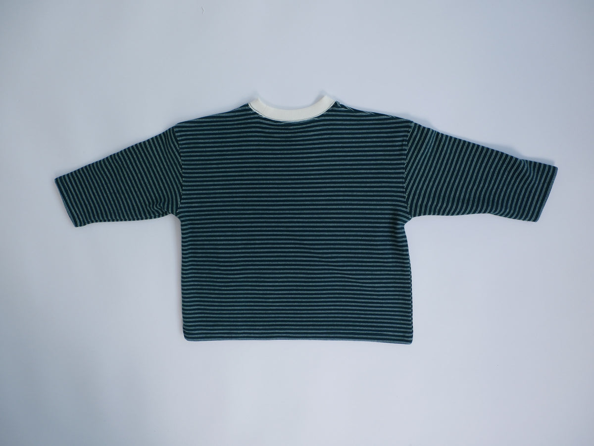 fleece border long t-shirts green ivory back