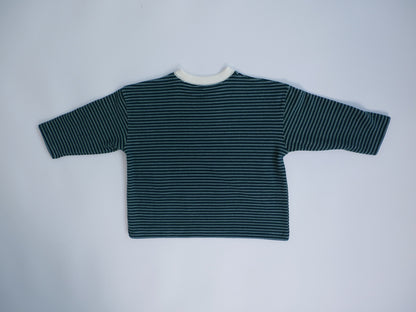 fleece border long t-shirts green ivory back