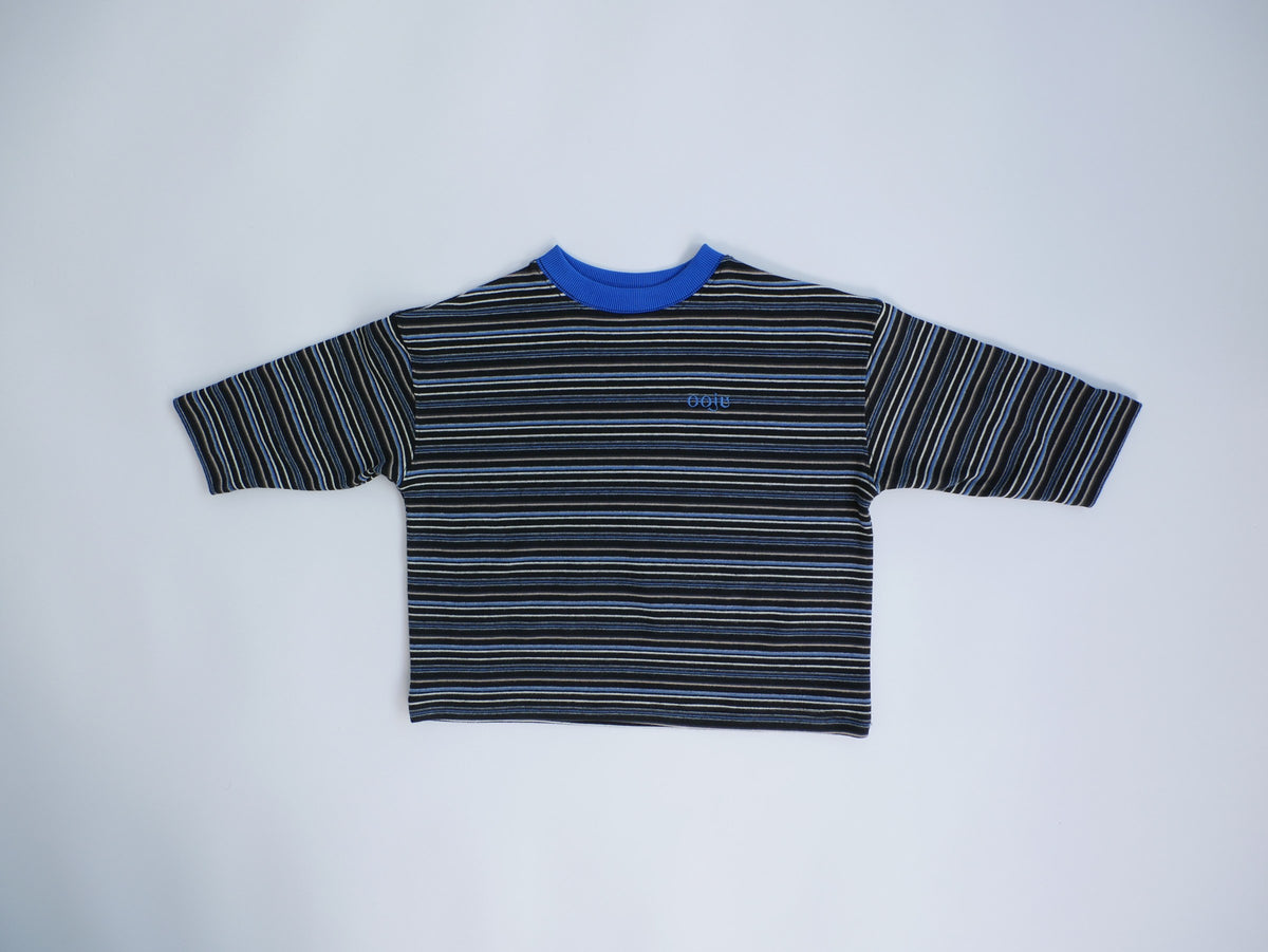 fleece border long t-shirts charcoal blue