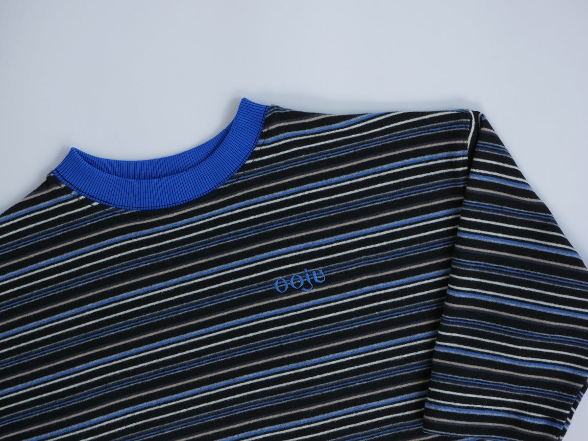 fleece border long t-shirts charcoal blue detail