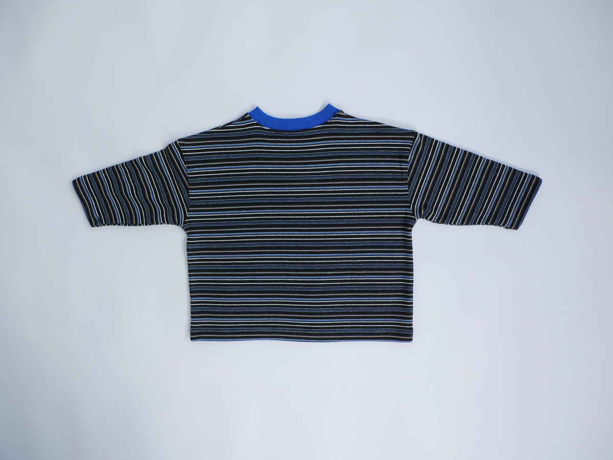 fleece border long t-shirts charcoal blue back