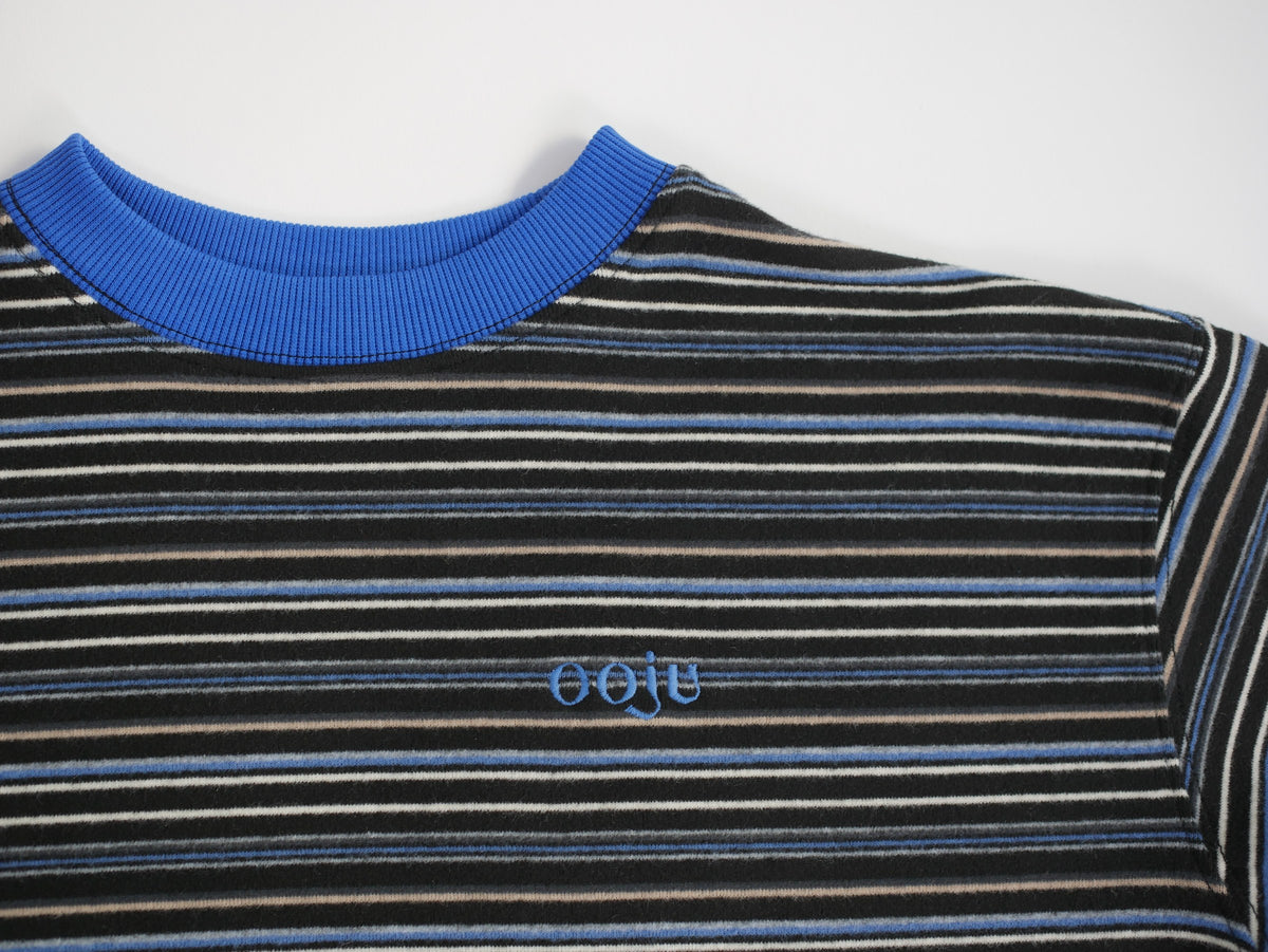 fleece border long t-shirts charcoal blue detail