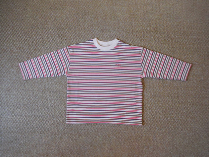 fleece border long t-shirts ivory red
