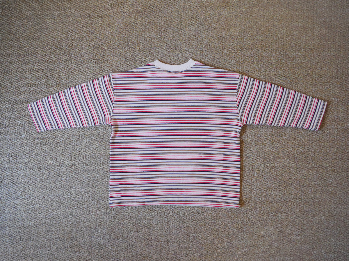 fleece border long t-shirts ivory red back