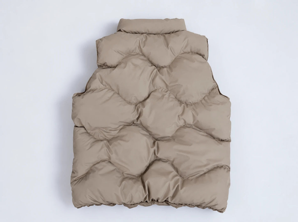 quilting padded vest greige back