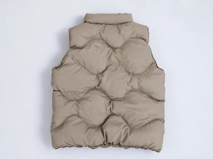 quilting padded vest greige back