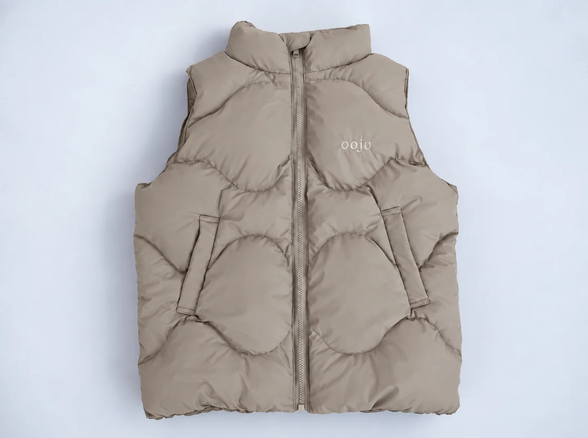 quilting padded vest greige