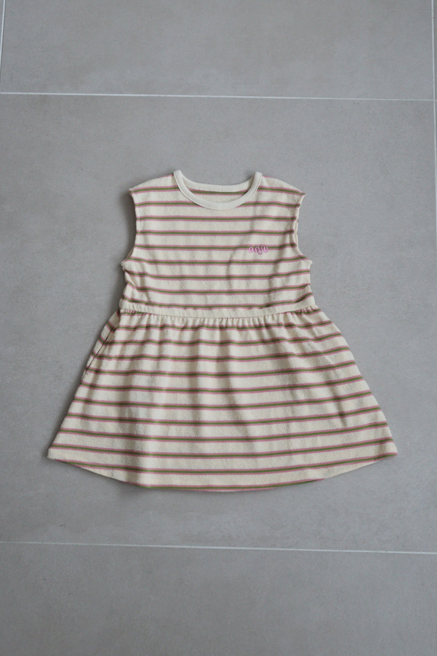 multi border dress_pink