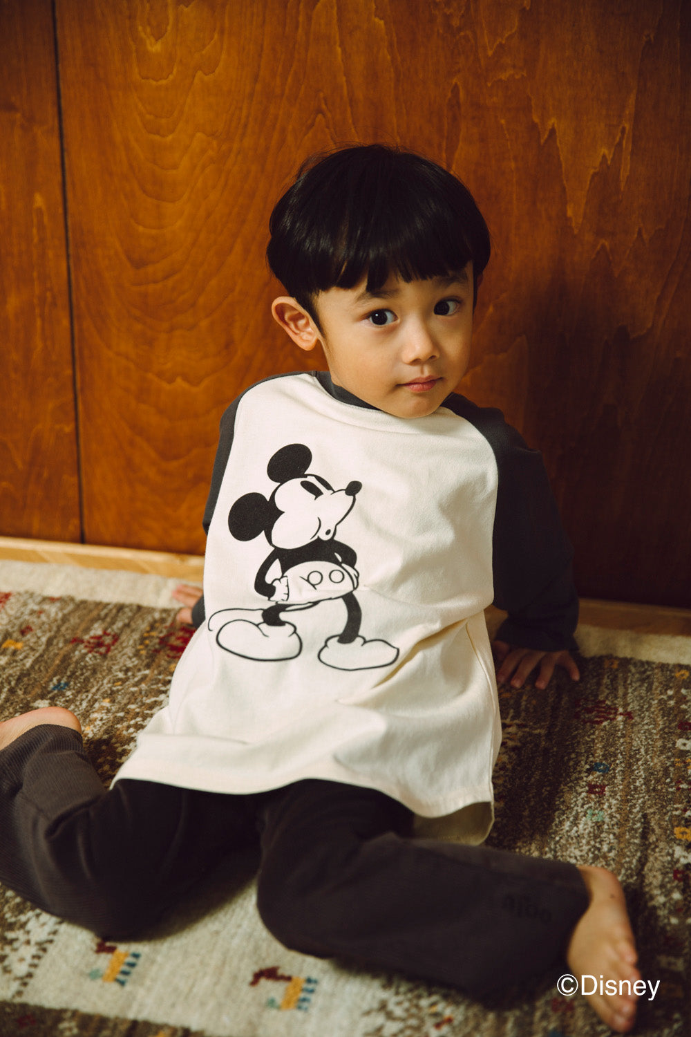 【disney collection】 raglan L/S T-shirts_charcoal