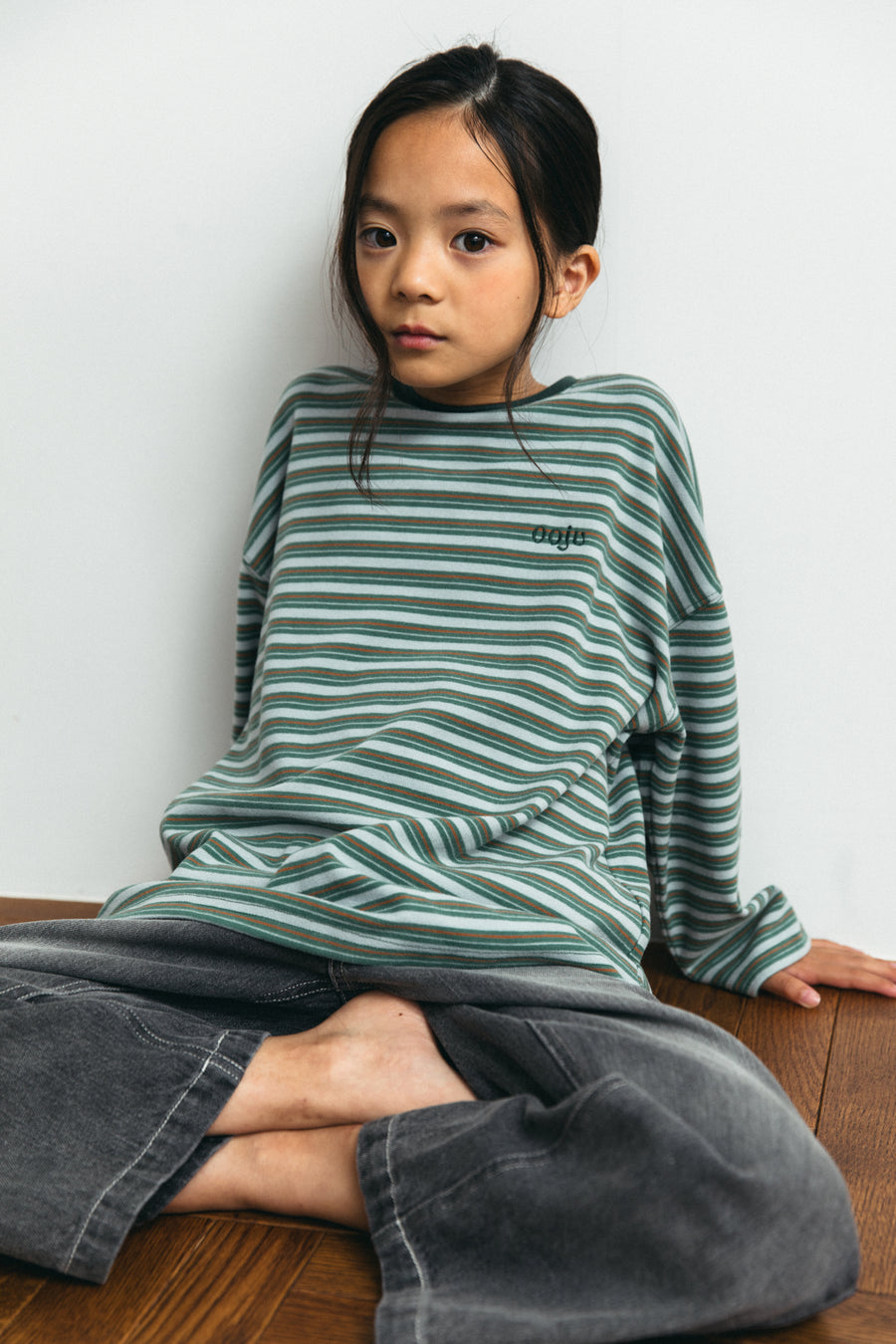 【予約商品- 11月中旬発送予定】border long t-shirts_green