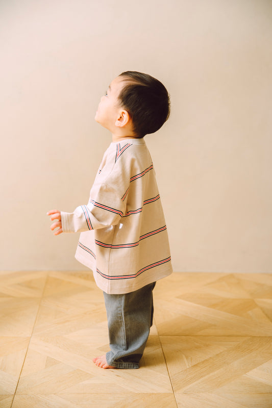pencil border long T-shirts beige