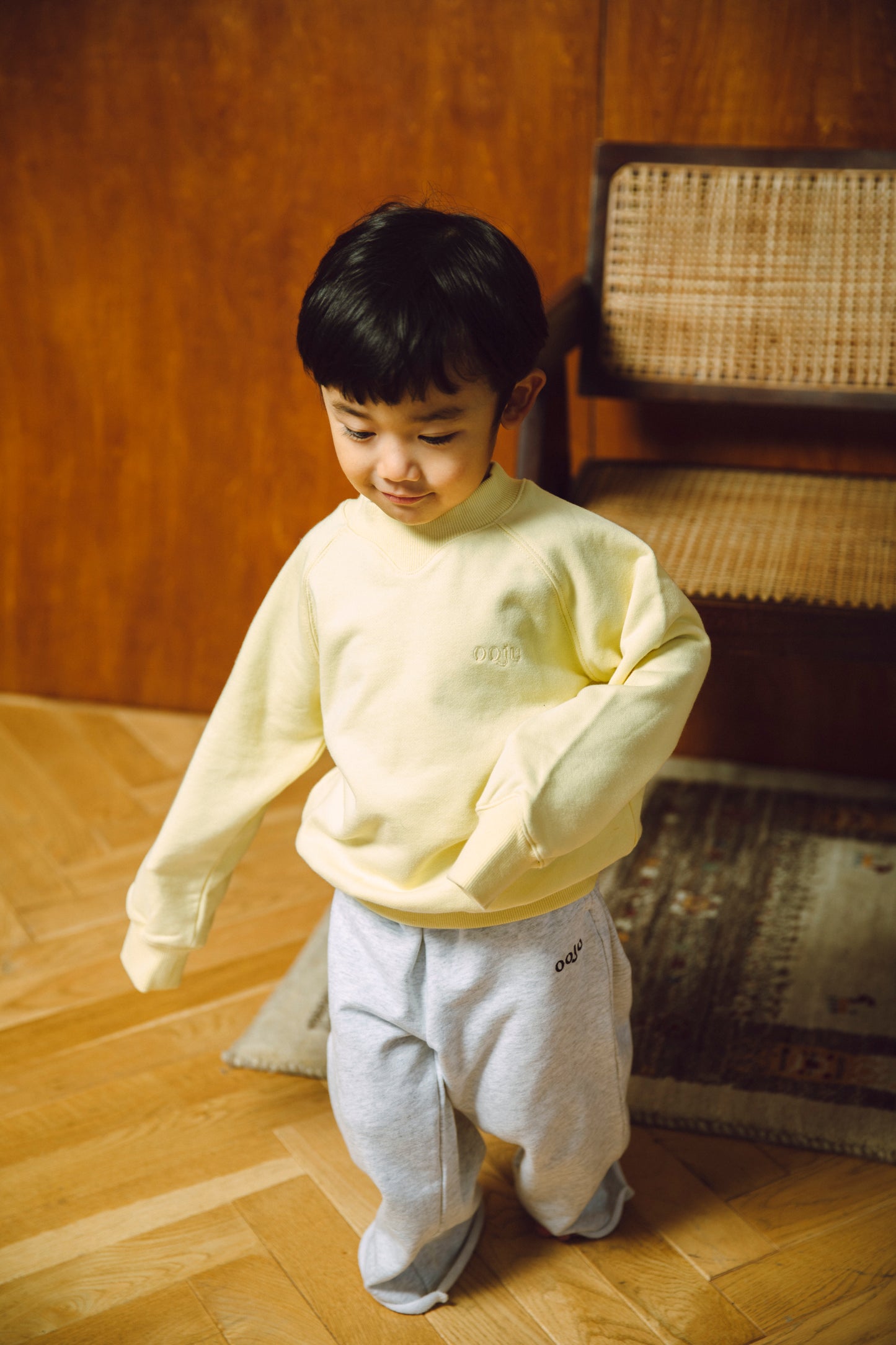 curved rib sweat shirts_yellow