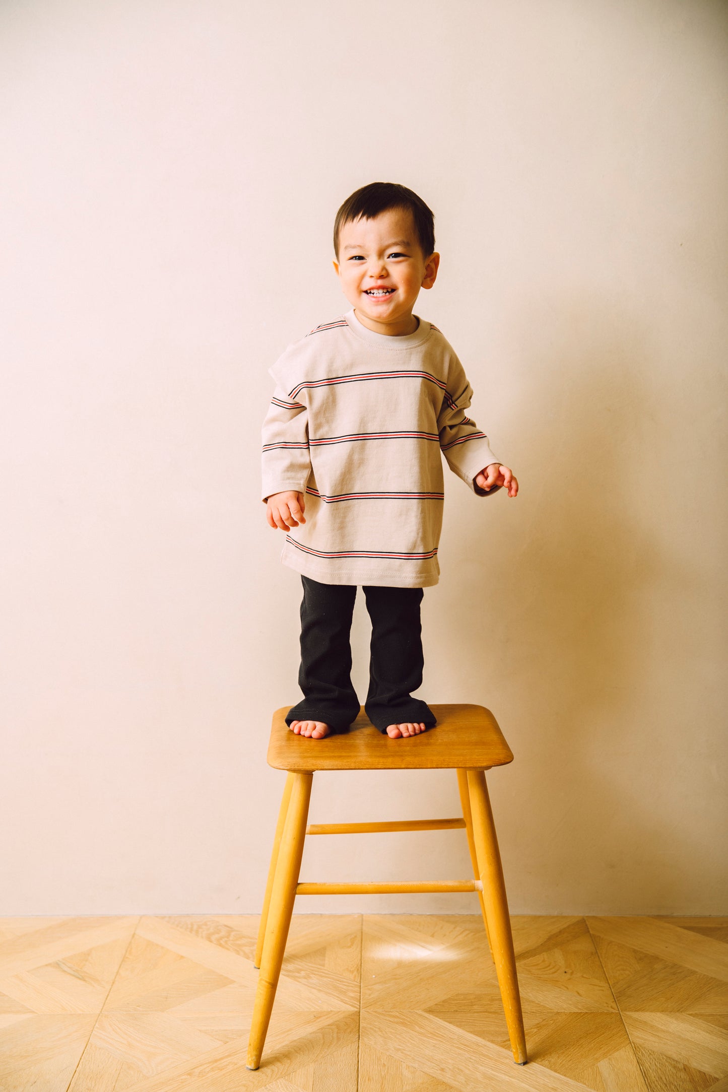 pencil border long T-shirts_beige