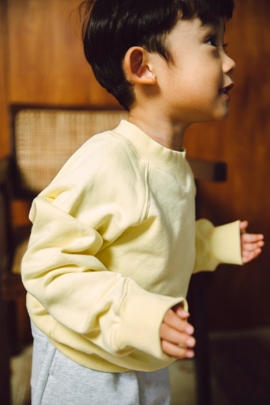 curved rib sweat shirts_yellow