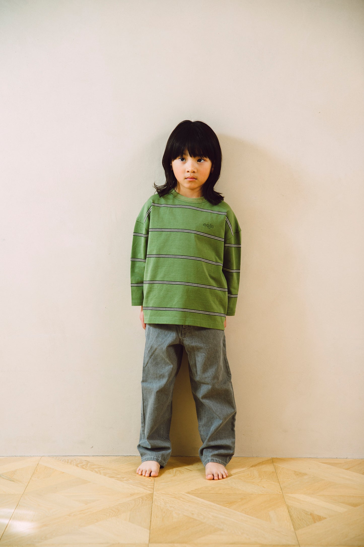 pencil border long T-shirts_green