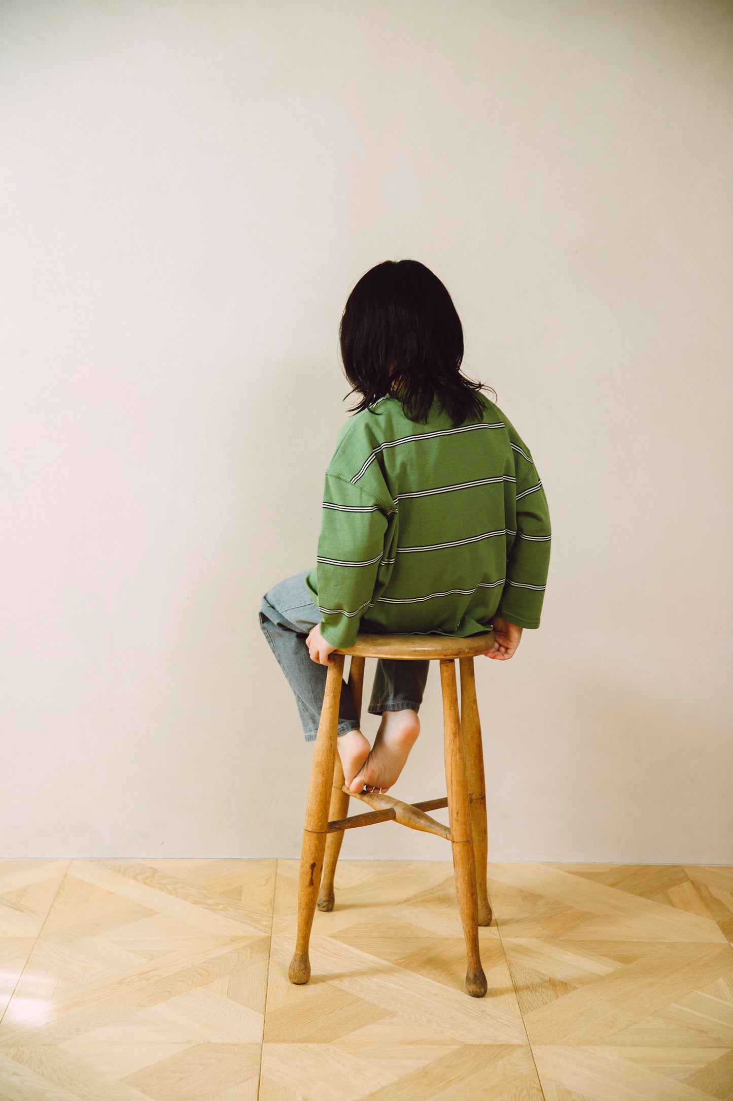 pencil border long T-shirts_green