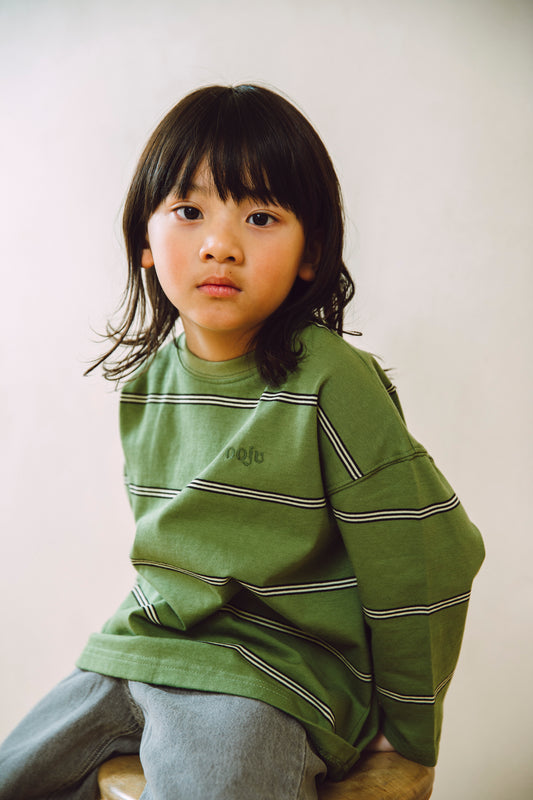 pencil border long T-shirts_green