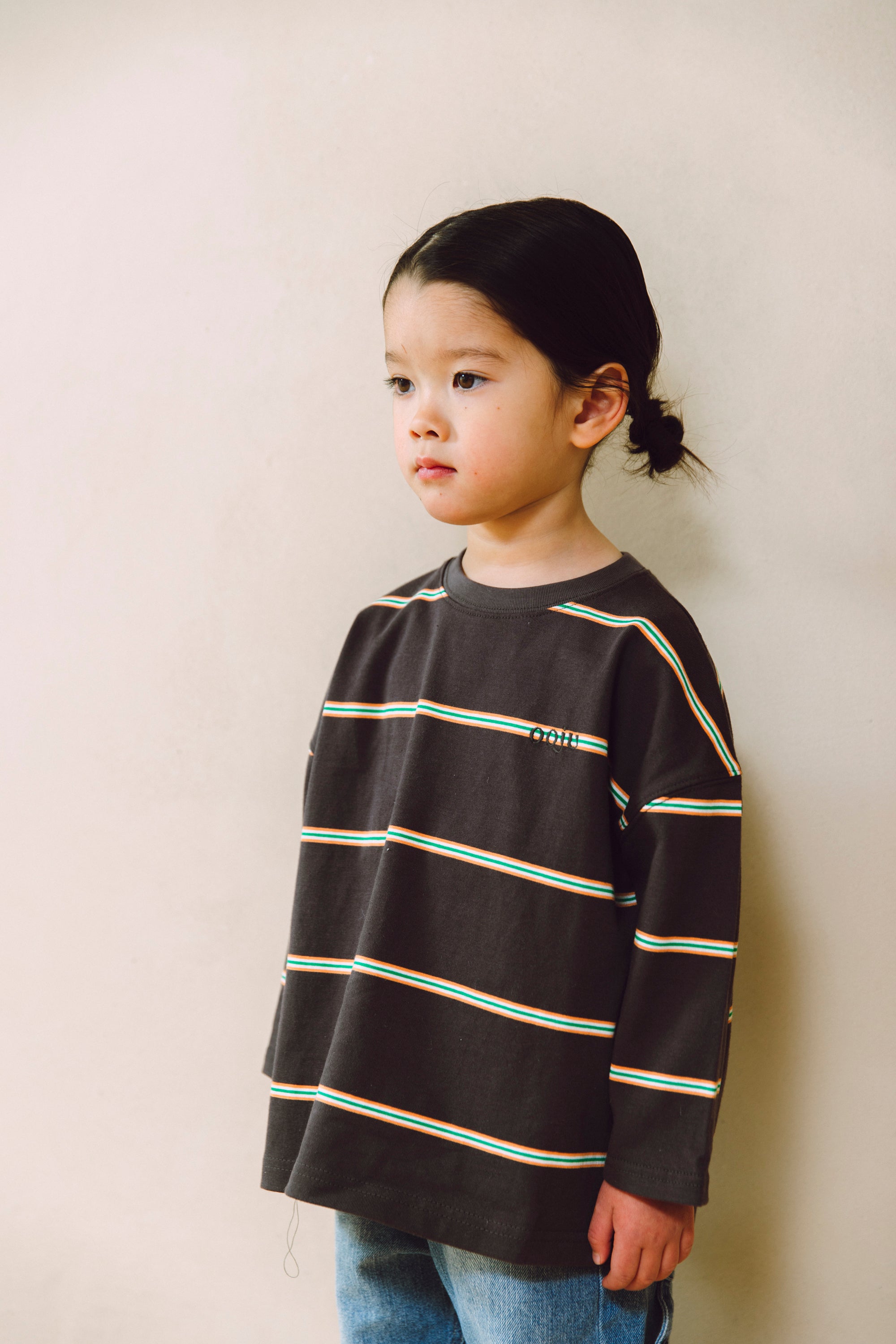 pencil border long T-shirts_charcoal – OOJU