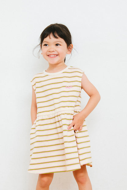 multi border dress_pink