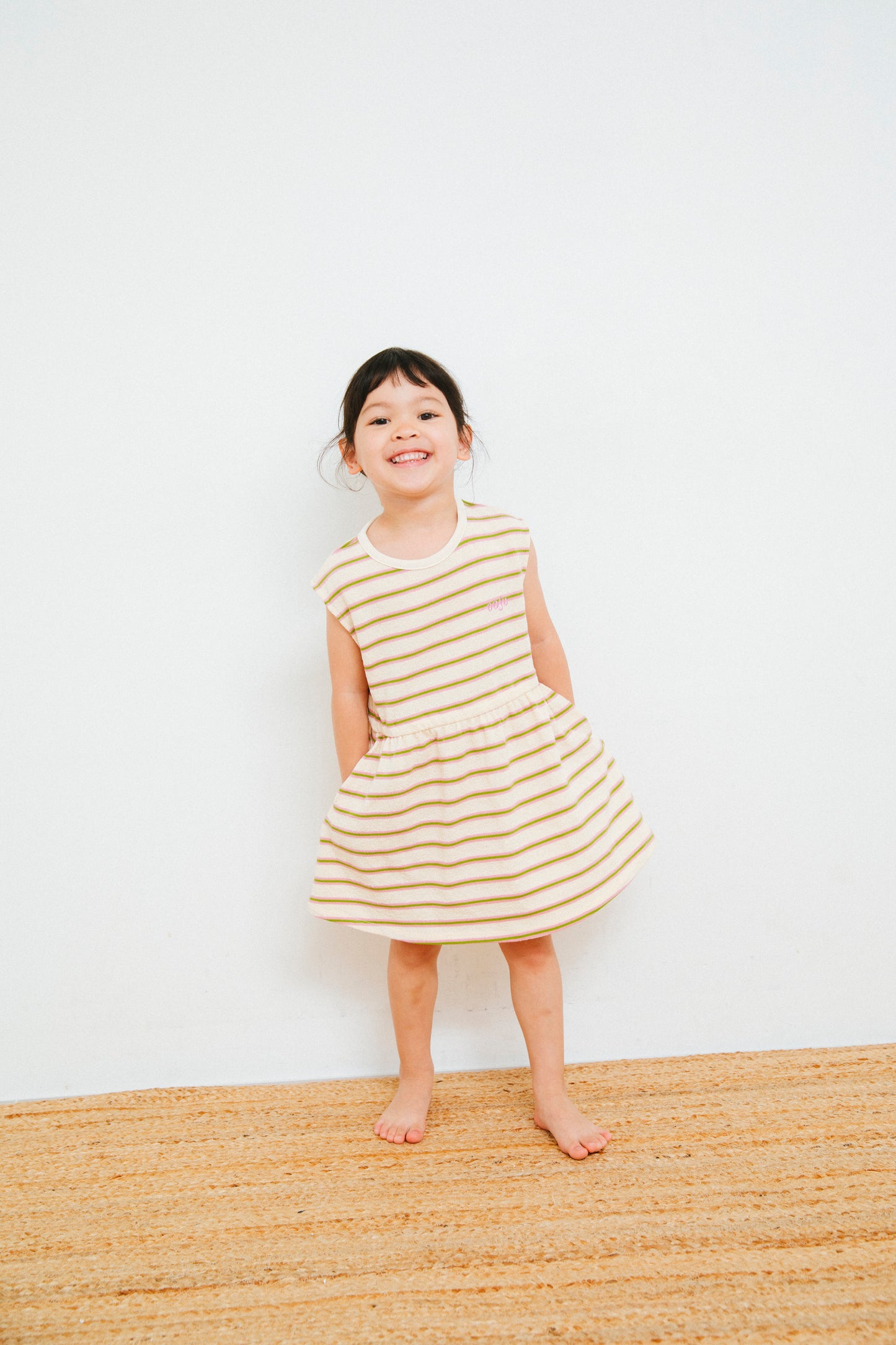 multi border dress_pink