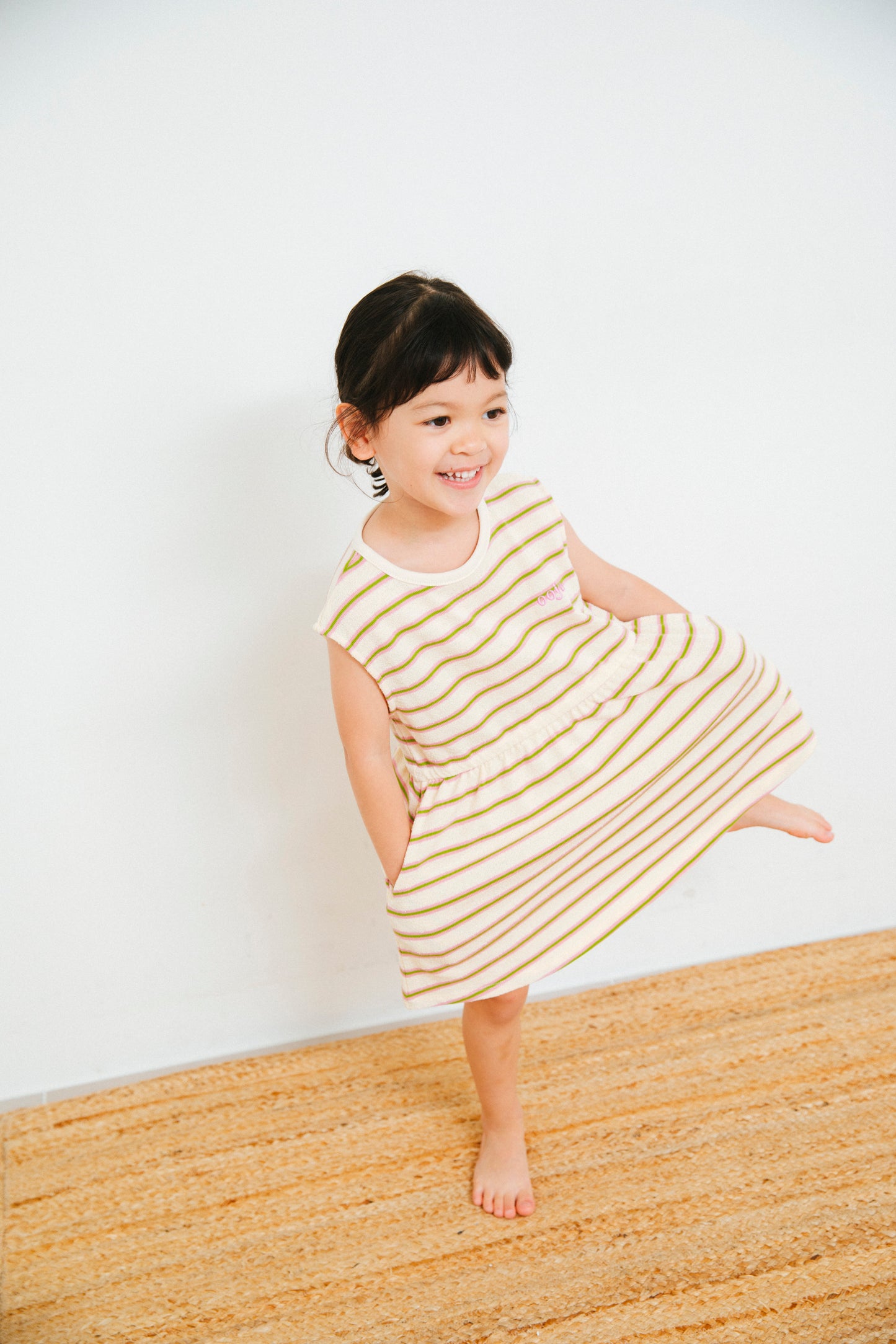 multi border dress_pink