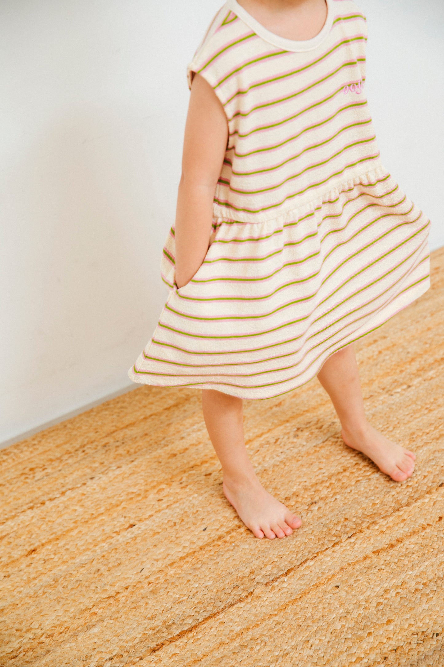 multi border dress_pink