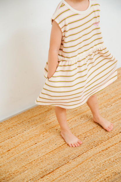 multi border dress_pink