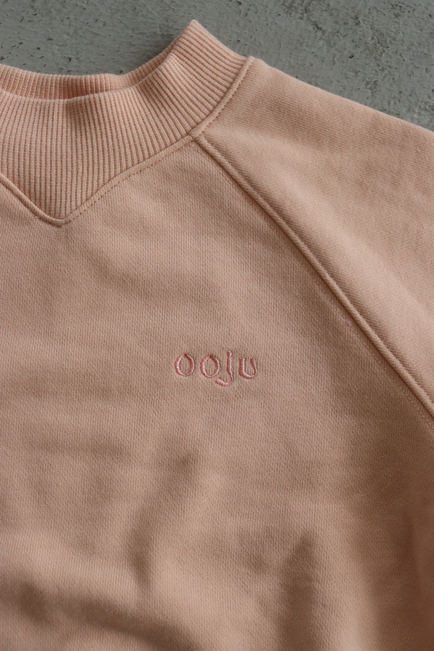 curved rib sweat shirts_peach